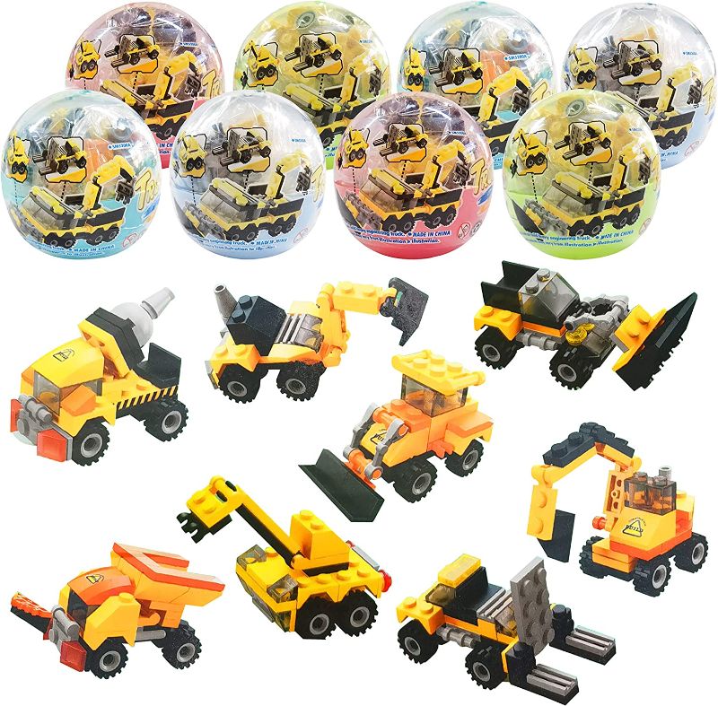 Photo 1 of 8 Pack Easter Eggs with Vehicle Building Blocks for Kids