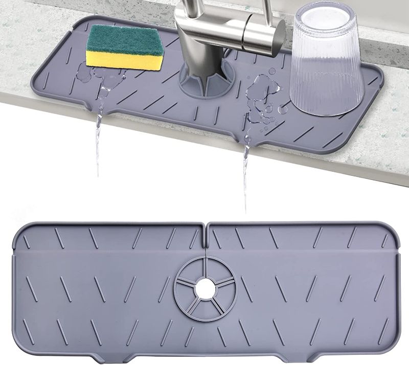 Photo 1 of 2Pcs Silicone Sink Faucet Mat for Kitchen Sink Splash Guard