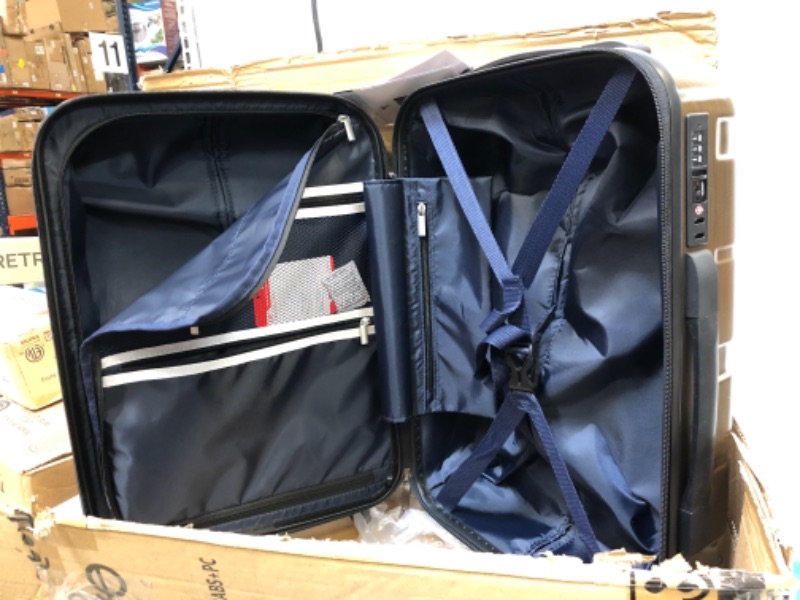 Photo 1 of ** USED Coolife Luggage Expandable(only 28") Suitcase PC+ABS Spinner Built-In TSA lock 20in 24in 28in Carry on (Black brown, S(20in_carry on))
