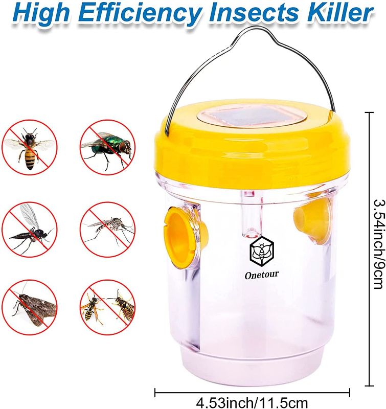 Photo 1 of 2pcs --Petoor Wasp Traps for Hunting Wasps, Bees, Hornets, Insects, Yellow Jacket Traps, Wasp Trap Catcher, Reusable Solar Powered Hanging for Outdoor, 2 Packs
