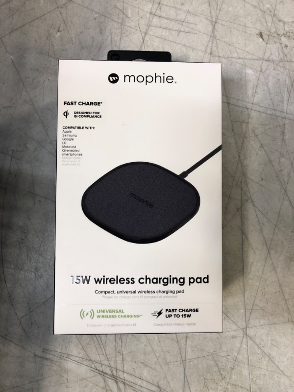 Photo 2 of mophie 15W Universal Wireless Charge Pad, Qi-Compatible Charger for Samsung Galaxy, Google Pixel, Apple iPhone 11/12/13 (Mini, Pro, and Pro Max), iPhone XR/XS/SE, iPhone 8 (Black)