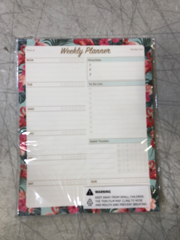 Photo 2 of Oriday Weekly Planner Task Organizer Pad - 52 Sheets Undated Tear-away Planning Notepad (7.8x10 Flamingo)
