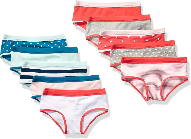 Photo 1 of Amazon Essentials Girls' Hipster Underwear, 10 Multipack M
