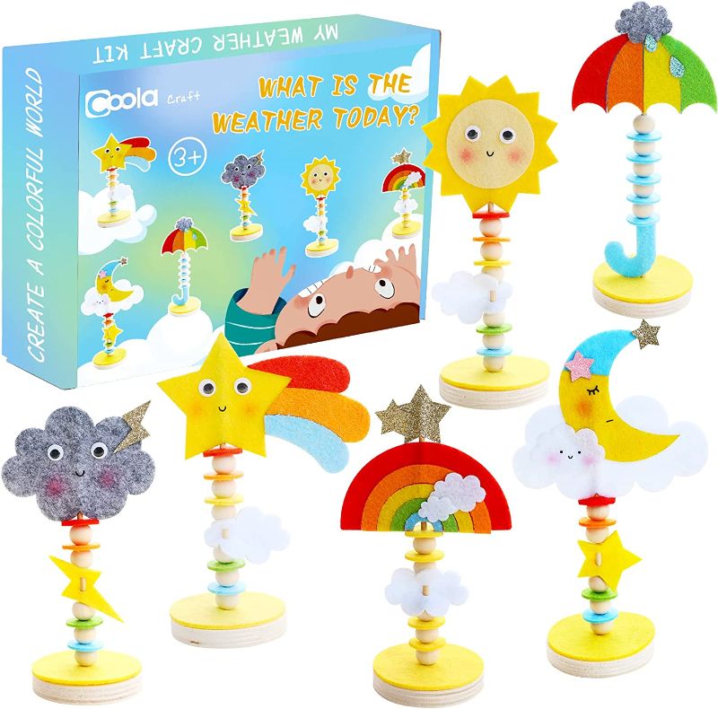 Photo 1 of Coola Crafts for Kid Ages 4-8, Toddler Crafts, Weather Craft Kit Including Sun/Moon/Star/Thunder/Cloud/Rainbow, Preschool Toy, DIY Birthday Gift, Art & Craft kit for Kids Ages 3,4,5,6,7,8,9,10,11,12  -- FACTORY SEALED --
