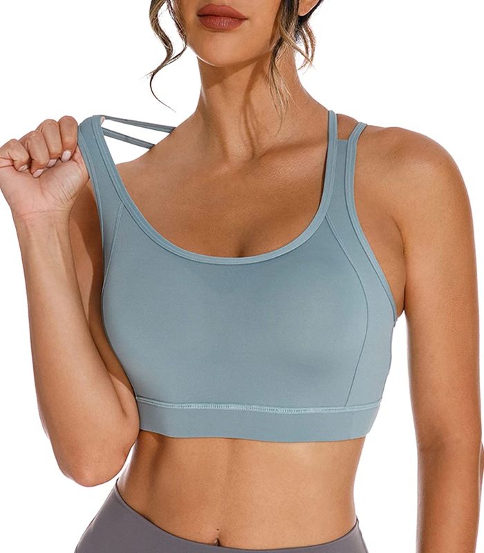 Photo 1 of Glorto Women's Strappy Sports Bras Padded Sports Bra Criss Cross Back Yoga Bra High Impact Athletic Running Workout Top  SIZE M 
