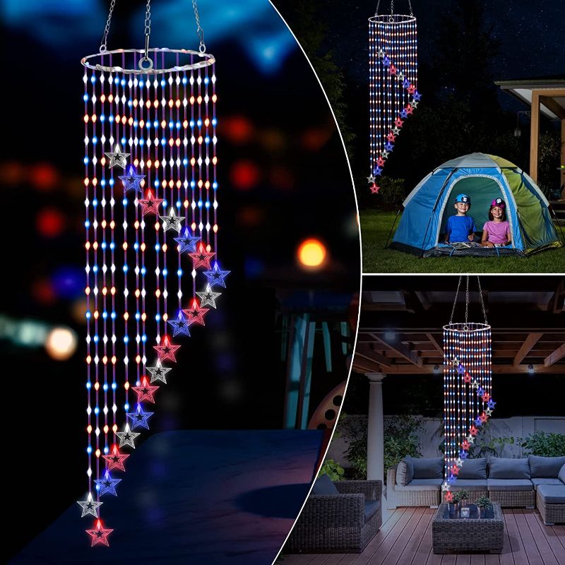 Photo 1 of Wind Chimes LED Star Wind Chime Indoor/Outdoor, Hanging Outdoor Lights for Home Garden Patio July 4th Decoration Christmas,Best Gifts for Mom Father Friends’ Birthday Thanksgiving  -- FACTORY SEALED --
