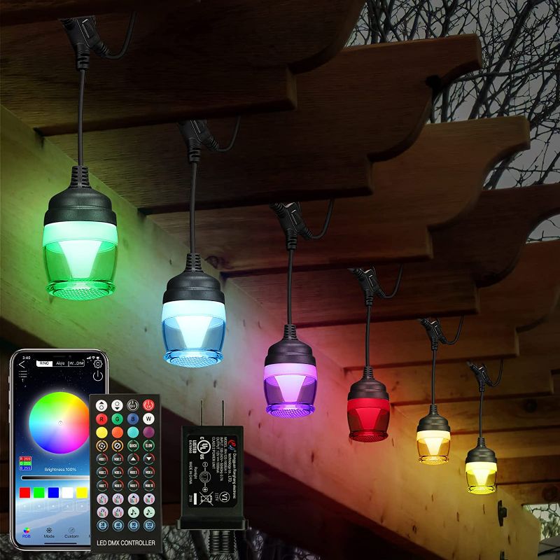 Photo 1 of LED Christmas String Lights for World Cup 2022 Outside Backyard Porch Balcony Party Hanging Light, 37FT RGBIC Outdoor Waterproof Patio Lights for Multicolor Changing Music Sync Decoration Lights
