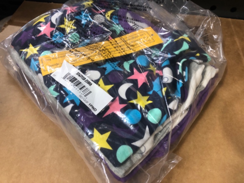 Photo 2 of 3t--Spotted Zebra Babies, Toddlers, and Girls' Snug-Fit Cotton Pajama Sleepwear Sets, Multipacks 3T Black/Purple/White, Moon/Stars