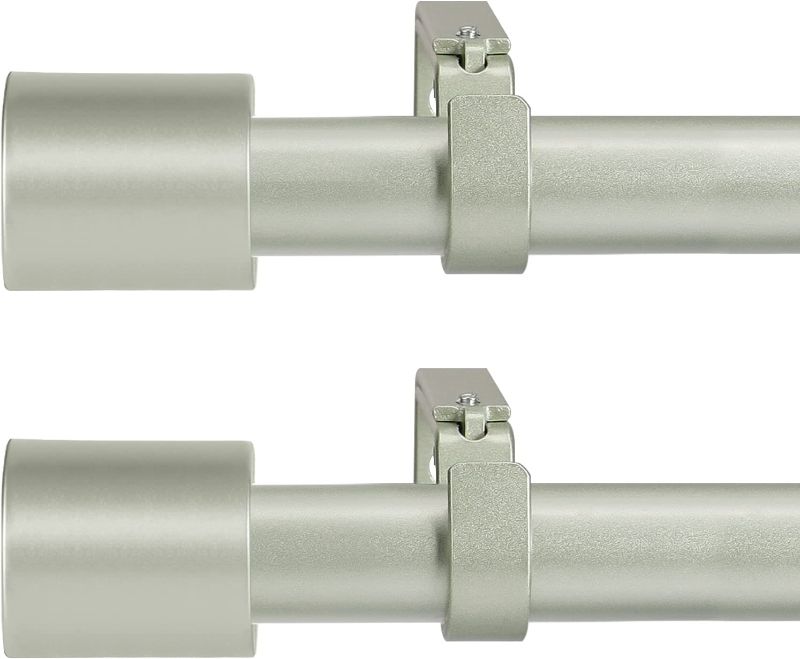 Photo 1 of 2 Pack Silver Curtain Rods for Window 28-48 inch(2.3-4 Feet), Heavy Duty Curtain Rods Adjustable Drapery Rods of Window Treatment, Modern Curtain Rods with Cap Finials, 1 inch Diameter, Silver, 2 Pack
