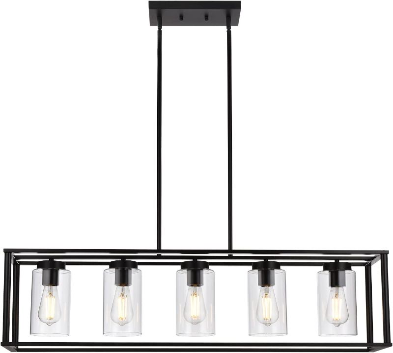 Photo 1 of  Farmhouse Chandeliers Rectangle Black 5 Light  