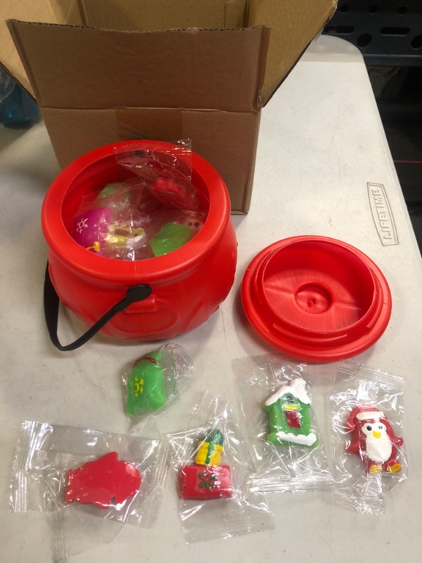 Photo 2 of 5.5" Christmas Cauldron with 24 Pcs Squishy Toys,Mini Kawaii Mochi Squishies Toy Stress Reliever Anxiety Packs for Kid Party Favors,Christmas Stocking Stuffers (Christmas)