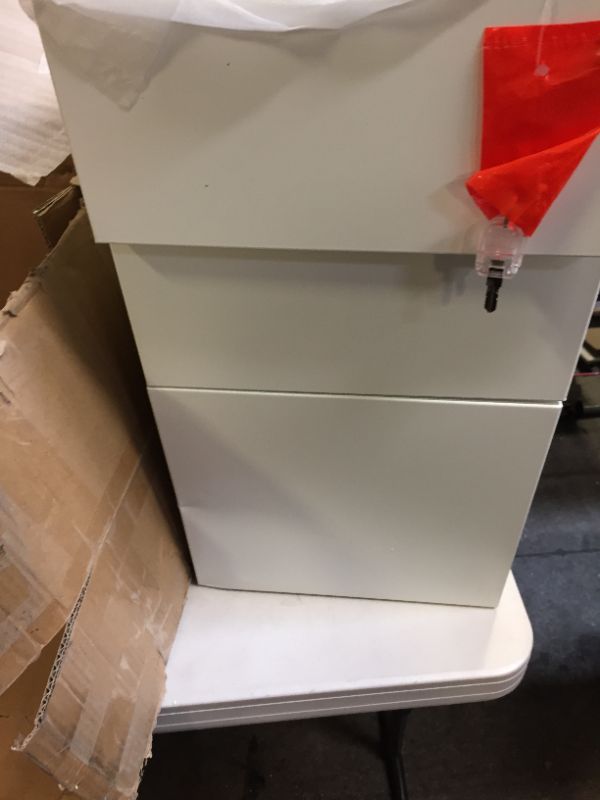 Photo 2 of DEVAISE 3 Drawer Vertical File Cabinet, Mobile Filing Cabinet with Slim Width for Home Office, White White 11.8"W x 17.1"D x 23.6"H