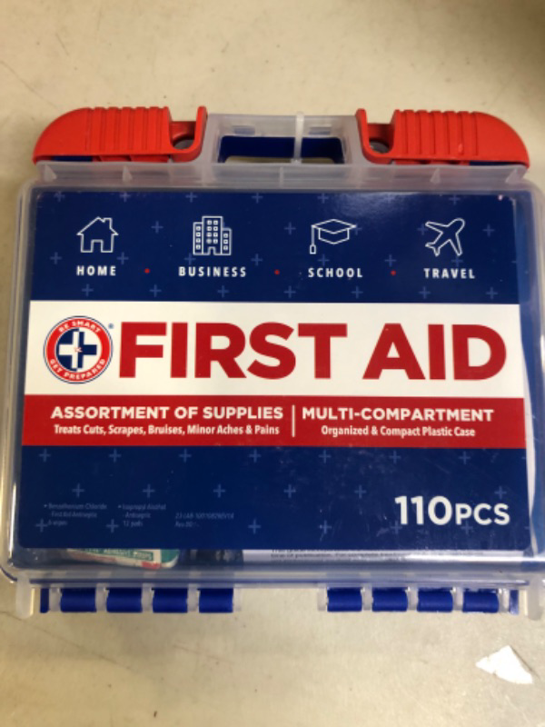 Photo 2 of Be Smart Get Prepared 110 Piece First Aid Kit: Clean, Treat, Protect Minor Cuts, Scrapes. Home, Office, Car, School, Business, Travel, Emergency, Survival, Hunting, Outdoor, Camping & Sports, FSA HSA