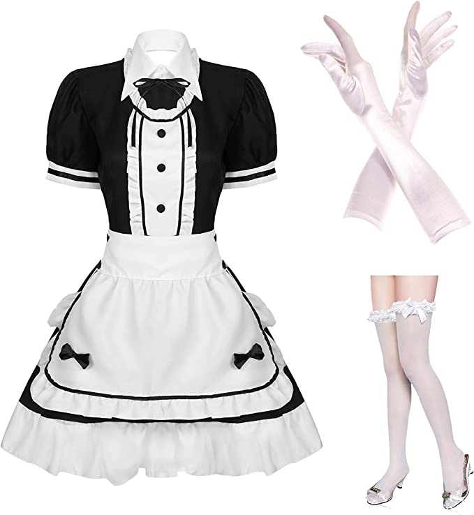 Photo 1 of Anime French Maid Apron Lolita Fancy Dress Cosplay Costume Women Sexy French Dress Set