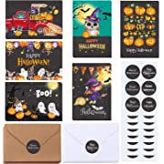 Photo 1 of 120 Sets Bulk Blank Halloween Cards with Envelopes Stickers Assortment 6 Designs of Chalkboard Vintage Halloween Jack-O'-Lantern Ghost Owl Pumpkin Greeting Cards Note Cards 4 x 6 for Hallow