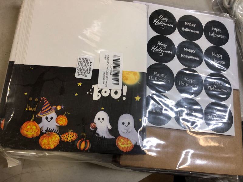 Photo 2 of 120 Sets Bulk Blank Halloween Cards with Envelopes Stickers Assortment 6 Designs of Chalkboard Vintage Halloween Jack-O'-Lantern Ghost Owl Pumpkin Greeting Cards Note Cards 4 x 6 for Hallow