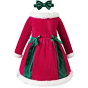 Photo 1 of AIKEIDY Toddler Baby Girl Christmas Dress Long Sleeve Velvet Dress for Holiday Wedding Party