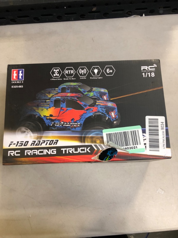 Photo 4 of DOUBLE E Ford Raptor F150 Remote Control Car 20km/h 4WD RC Car with Rechargeable Battery Headlights High Speed Off Road Monster Trucks for Boys Girls Kids, Green
