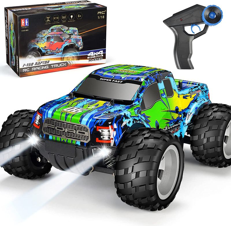 Photo 1 of DOUBLE E Ford Raptor F150 Remote Control Car 20km/h 4WD RC Car with Rechargeable Battery Headlights High Speed Off Road Monster Trucks for Boys Girls Kids, Green
