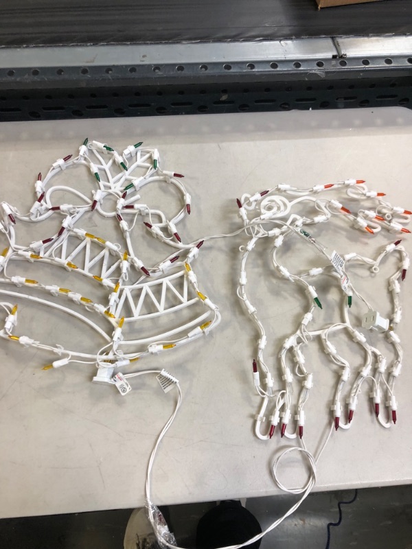 Photo 2 of 16 Inch Christmas Window Silhouette Lights Decorations Pack of 2 Lighted Bells and Reindeer Christmas Window Lights with 100 Bulbs for Holiday Indoor Wall Door Glass Decorations
