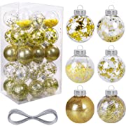 Photo 1 of 30 PCS Christmas Ball Ornaments, 2.36 Inch Gold Shatterproof Plastic Christmas Balls Clear Large Christmas Hanging Ornaments Xmas Hanging Balls for Christmas Tree Decoration Holiday Party