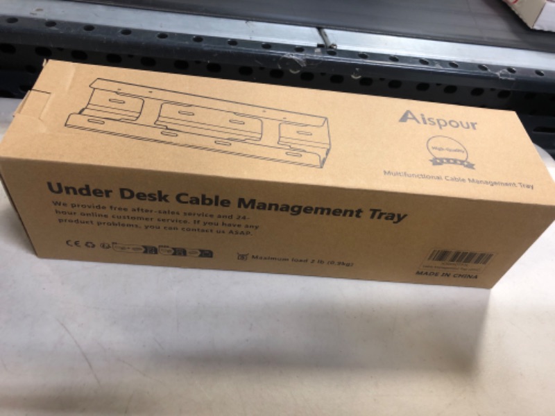 Photo 1 of Aispour Under Desk Cable Management Tray, No Drill Under Desk Cable Tray, 2 Pack 31.5'' Steel Under Desk Tray, Cable Wire Management Raceway for Cords, Under Table Cable Management