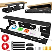 Photo 1 of Aispour Under Desk Cable Management Tray, No Drill Under Desk Cable Tray, 2 Pack 31.5'' Steel Under Desk Tray, Cable Wire Management Raceway for Cords, Under Table Cable Management