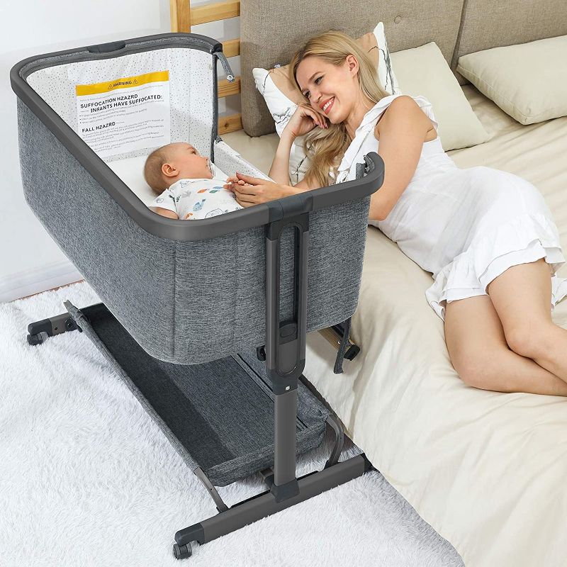 Photo 1 of 3 in 1 Baby Bassinets,Bedside Sleeper for Baby,Baby Cradle with Storage Basket, Easy to Assemble Bassinet for Newborn/Infant, Adjustable Bedside Crib,Safe Portable Baby Bed,Travel Bag Included
