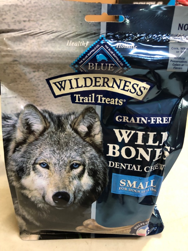 Photo 2 of Blue Buffalo Wilderness Wild Bones Grain Free Dental Chews Dog Treats, Small 10-oz Bag Small Bones 10 Ounce (Pack of 1)
EXP 01/09/2024