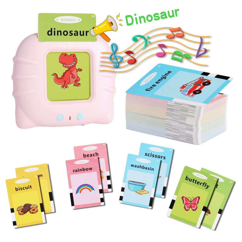 Photo 1 of FUYISW Talking Flash Cards Toddler Learning Toys for 2 3 4 5 6 Year Olds with 224 Sight Words, Speech Therapy Toys, Preschool Montessori Educational Toys for Kids Ages 3 4 5 Boys Girls Birthday Gift Pink (long press the volume key and repeat key for 3 sec