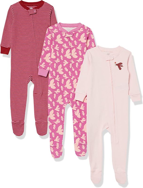 Photo 1 of Amazon Essentials Toddlers and Baby Girls' Snug-Fit Cotton Footed Sleeper Pajamas 3 PC - 24 MONTHS -