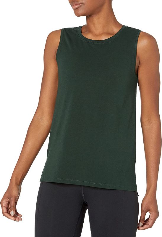 Photo 1 of Core 10 Women's Soft Cotton Standard-Fit Full-Coverage Sleeveless Yoga Tank - MEDIUM -