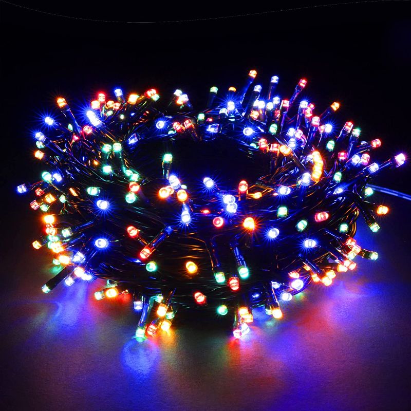 Photo 1 of 328ft 1000 LED Christmas Lights on Dark Green Cable with 8 Light Effects, Low Voltage Fairy String Lights, Ideal for Xmax Tree, Garden, Home, Party, Halloween Festival Decor (Multicolor)