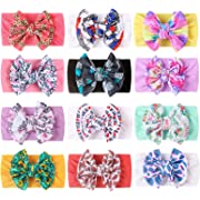 Photo 1 of 12pcs Baby Girl Nylon Headbands with Golden Dot Chiffon Bows Newborn Infant Toddler Hairbands for Child Babies Infant Toddlers Kids Hair Accessories (ML013)