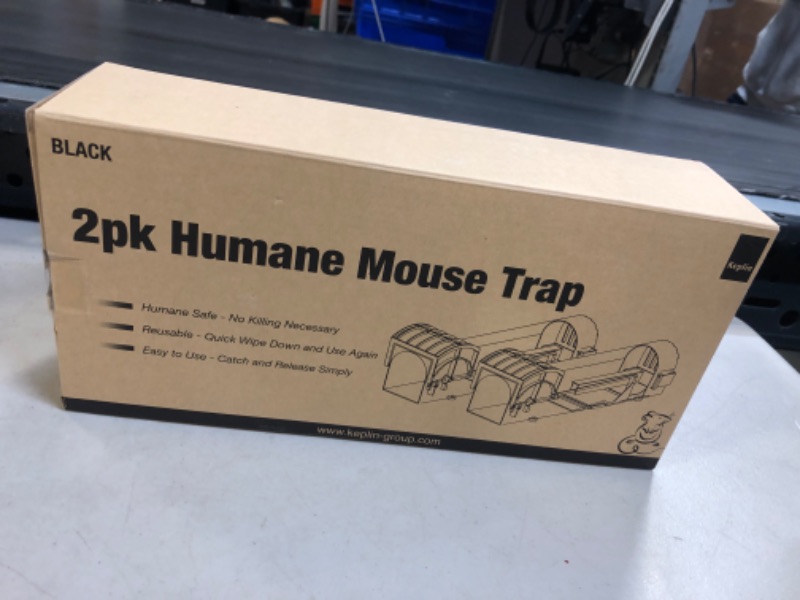 Photo 2 of KEPLIN Humane Mouse Trap - No Kill Mice Traps, Pets and Children Friendly, Catch and Release Animal, Rodent and Chipmunk Trap, Indoor / Outdoor - 2pk Black----factory sealed