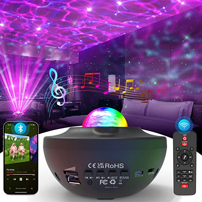 Photo 1 of mini Star Projector, Galaxy Projector for Kids Bedroom, Ocean Wave Projector Lights with White Noise & Bluetooth Speaker, 14 Colors Night Light Projector, Best Gift to Son or Daughter, Party Light