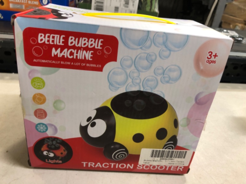 Photo 2 of CMXFOXS Bubbles for Kids Boys and Girls Bubble Machine, Ladybug Bubble Blower, Automatic Bubble Machine 1500+ Colored Bubble Per Minute, Gifts for Toddlers Toys 2-4 5-7 Years Old Lawn Games, Yellow----factory sealed