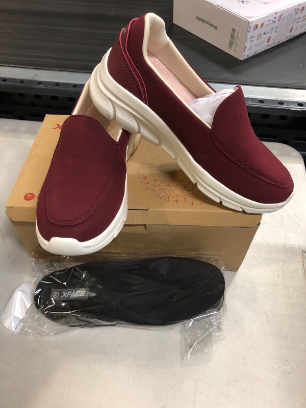 Photo 2 of Size 8.5----XPACS Women's Slip On Shoes with Arch Support, Comfortable Platform Loafes for Plantar Fasciitis, Orthopedic Casua Fashion Sneakers for Heel and Foot Pain Relief 8.5 W3-bordeaux