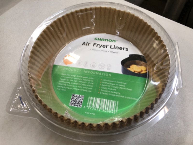 Photo 2 of Air fryer disposable paper liner?Non-Stick Air Fryer Liners For parchment paper, Microwave Oven?Inside Diameter 6.29"?100 pcs included. 2 One Size