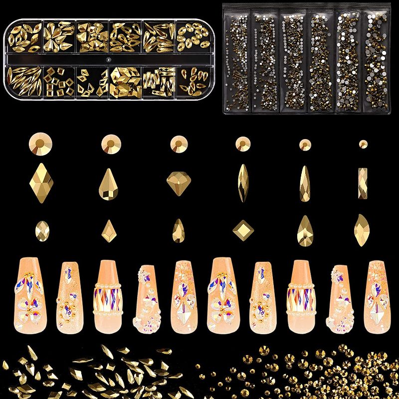 Photo 1 of 1848 pcs AB Crystal Nail Art Set 1728pcs Rhinestones Nail Gems Iridescent Clear Class,120pcs Multi-Shape Flat Back Shiny Nail Jewels for Nail Art DIY Crafts
