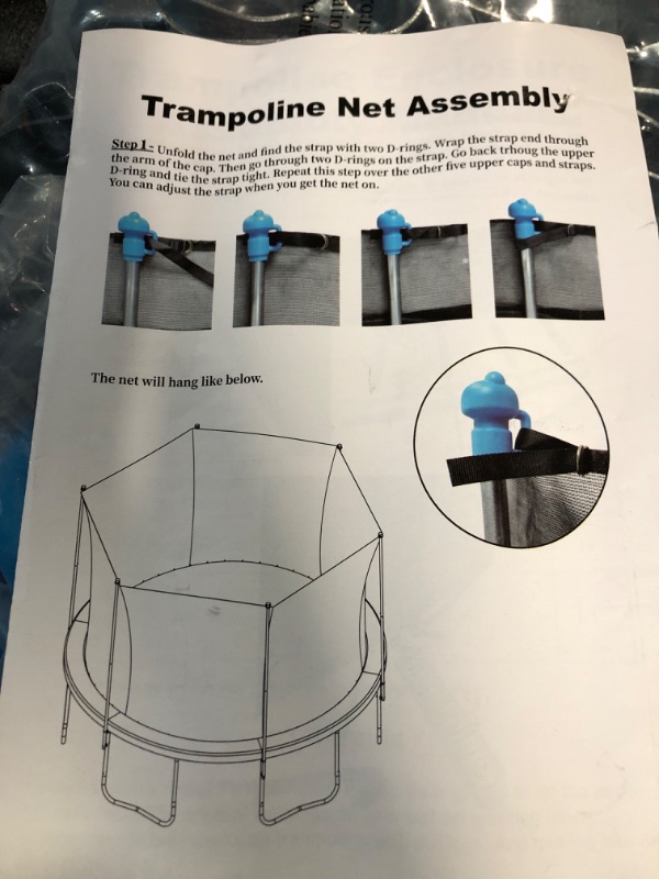 Photo 4 of 14FT Trampoline Enclosure Net with Universal Trampoline Replacement Enclosure Poles and Hardware