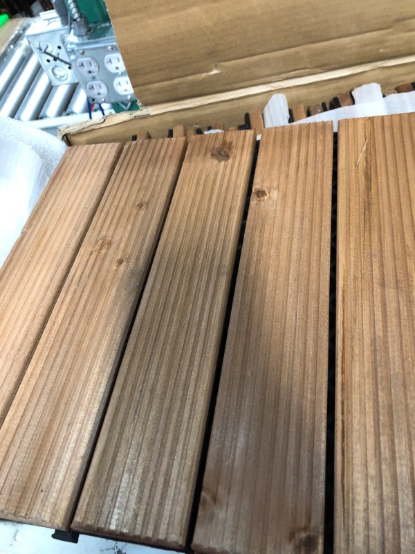 Photo 2 of **SEE PICTURES FOR COLOR**  
Yaheetech Interlocking Patio Deck Tiles 12 x 12in 27PCS Wood Floor Tiles Outdoor Flooring for Patio Garden Deck Poolside Brown