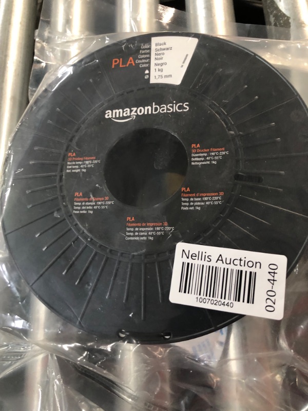Photo 1 of Amazon Basics PLA 3D Printer Filament, 1.75mm, Black, 1 kg Spool