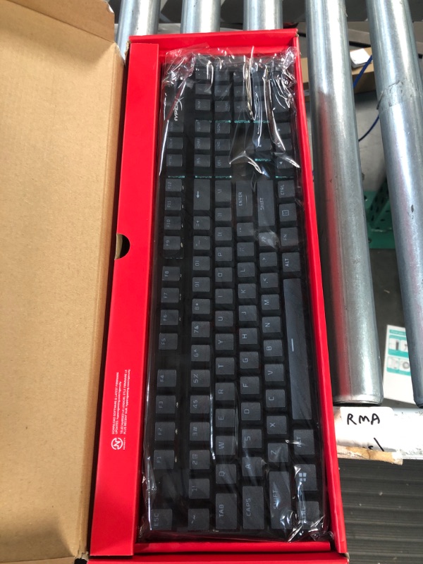 Photo 2 of HyperX Alloy Origins PBT - Mechanical Gaming Keyboard, PBT Keycaps, RGB lighting, Compact, Aluminum Body, Customizable with HyperX NGENUITY, Onboard Memory - HyperX Tactile Aqua Switch Black PBT Full Size HyperX Aqua Keyboard