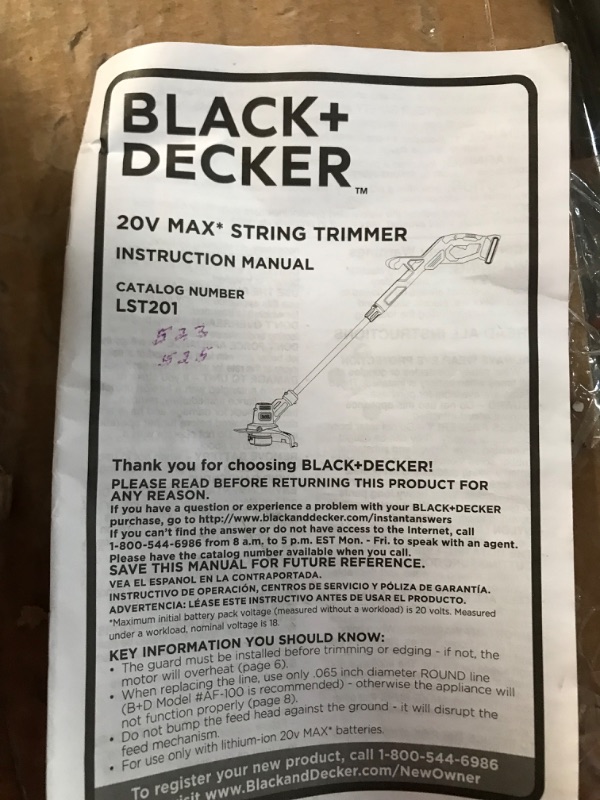 Photo 4 of **SEE NOTES** BLACK+DECKER 20V MAX String Trimmer/Edger Kit, 10-Inch