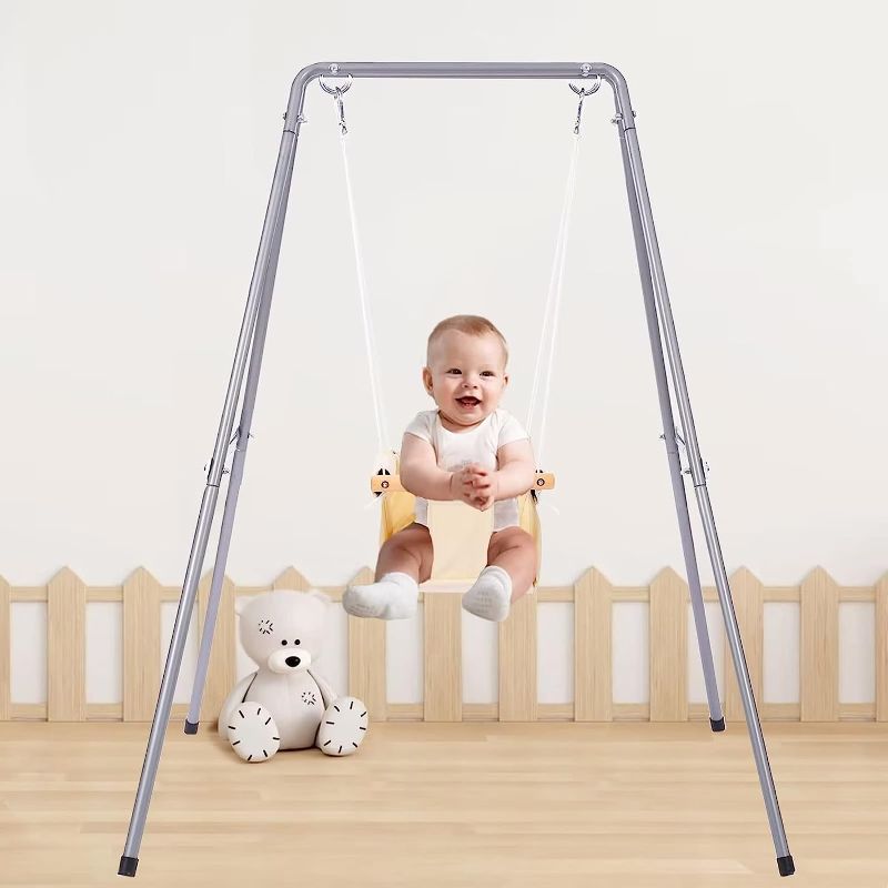 Photo 1 of Baby Swing with Stand, Indoor/Outdoor Baby Swing Set, Toddler Swing with Safety Belt, Portable Swing for Baby 