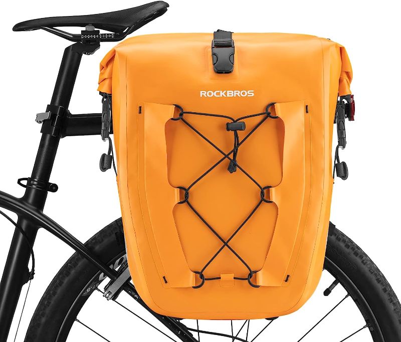 Photo 1 of ROCKBROS Bike Panniers Waterproof Bike Rear Rack Bag Max 30L Large Capacity Bike Rear Panniers for Cycling Traveling Commuting Orange*1