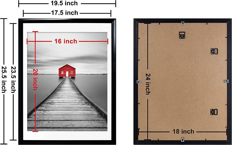 Photo 1 of ***** CUT ON BOTTOM OF FRAME ******ELSKER&HOME 18x24 Poster Frame with Mat 1 Pack, 18x24 Poster Frame Black Display Pictures 16x20 with Mat or 18 by 24 Photos without Mat BLACK 18x24-1 Pack