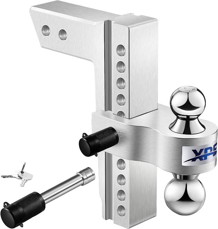 Photo 2 of 
XPE Adjustable Trailer Hitch Fits 2.5'' Receiver, 10'' Drop/Rise Drop, Chrome Plated Steel Tow Balls(2'' X 2-5/16''), Heavy Duty Ball Mount - 18,500 Gtw with Trailer Locks,Silver, X-312510