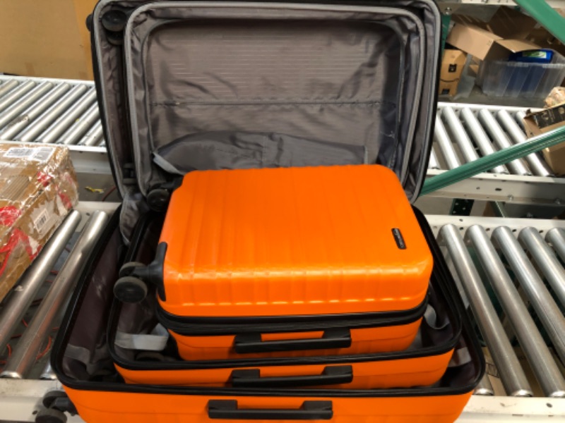 Photo 2 of **damage*** Coolife Luggage 3 Piece Set Suitcase Spinner Hardshell Lightweight TSA Lock orange